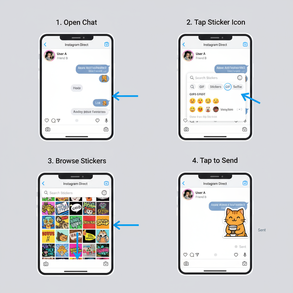 Sending Animated GIF Stickers — how to send stickers on instagram