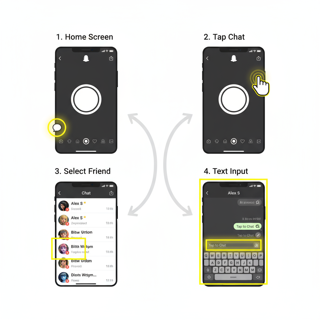 Navigating to the Chat Screen — how to send text on snapchat