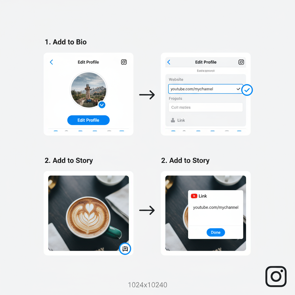 Steps — how to share a youtube link on instagram