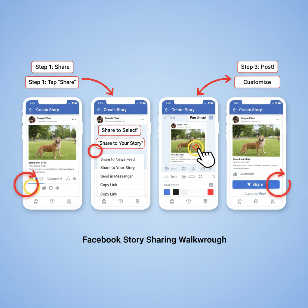 Using the Mobile App: Step-by-Step Process to Share a Post to Story — how to share facebook post to story
