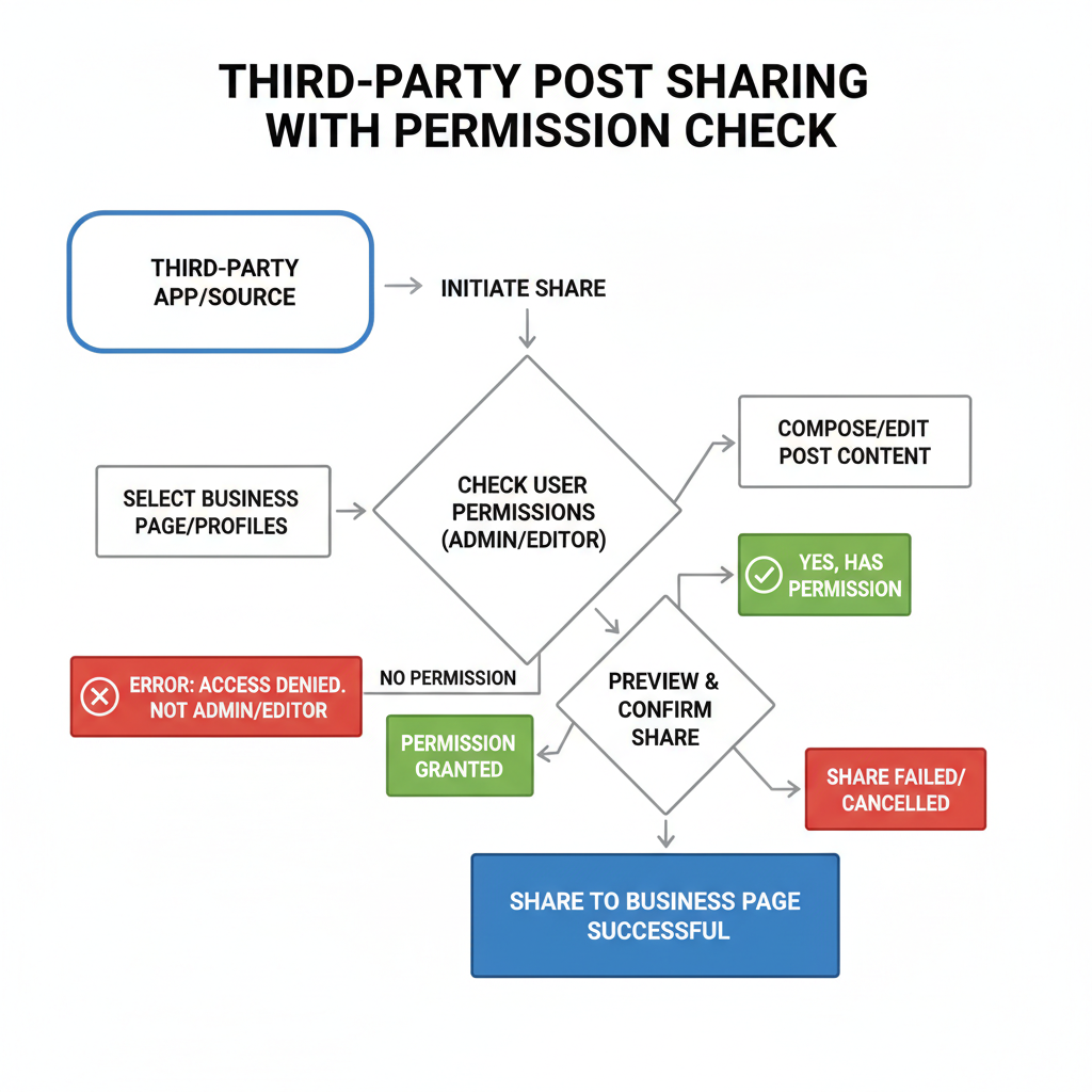 Check Admin or Editor Permissions for the Business Page — how to share to my facebook business page