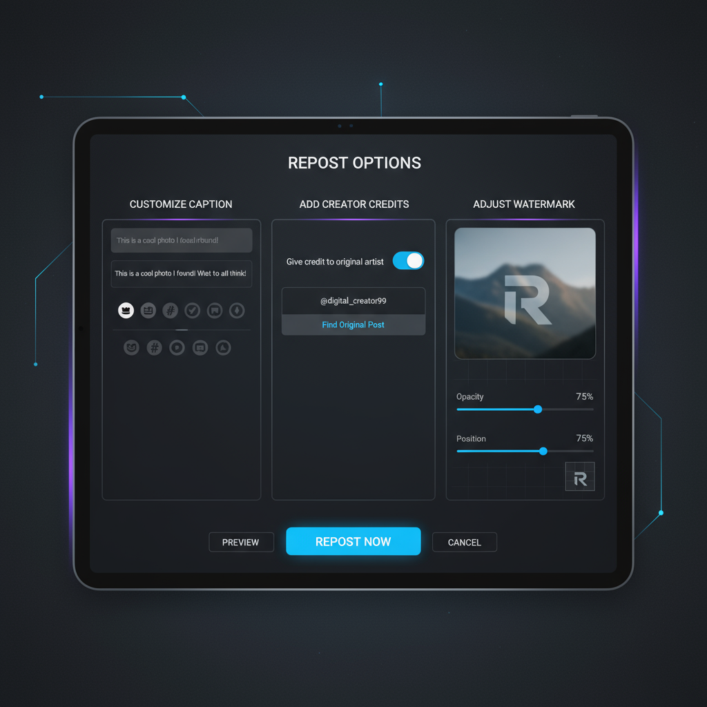 Connecting Your Social Media Account — how to use repost app