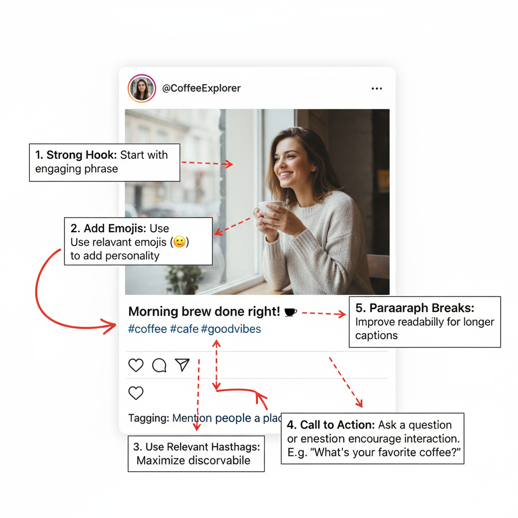 Start With a Hook to Grab Scrolling Attention — how to write engaging instagram picture explanations
