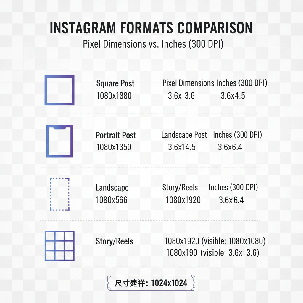 Square Post Size: Pixel Specs & Inches at 300 DPI — instagram post size inches