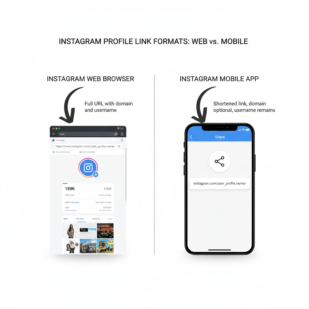 Difference Between Profile Link Formats on Web vs. Mobile App — instagram profile link format