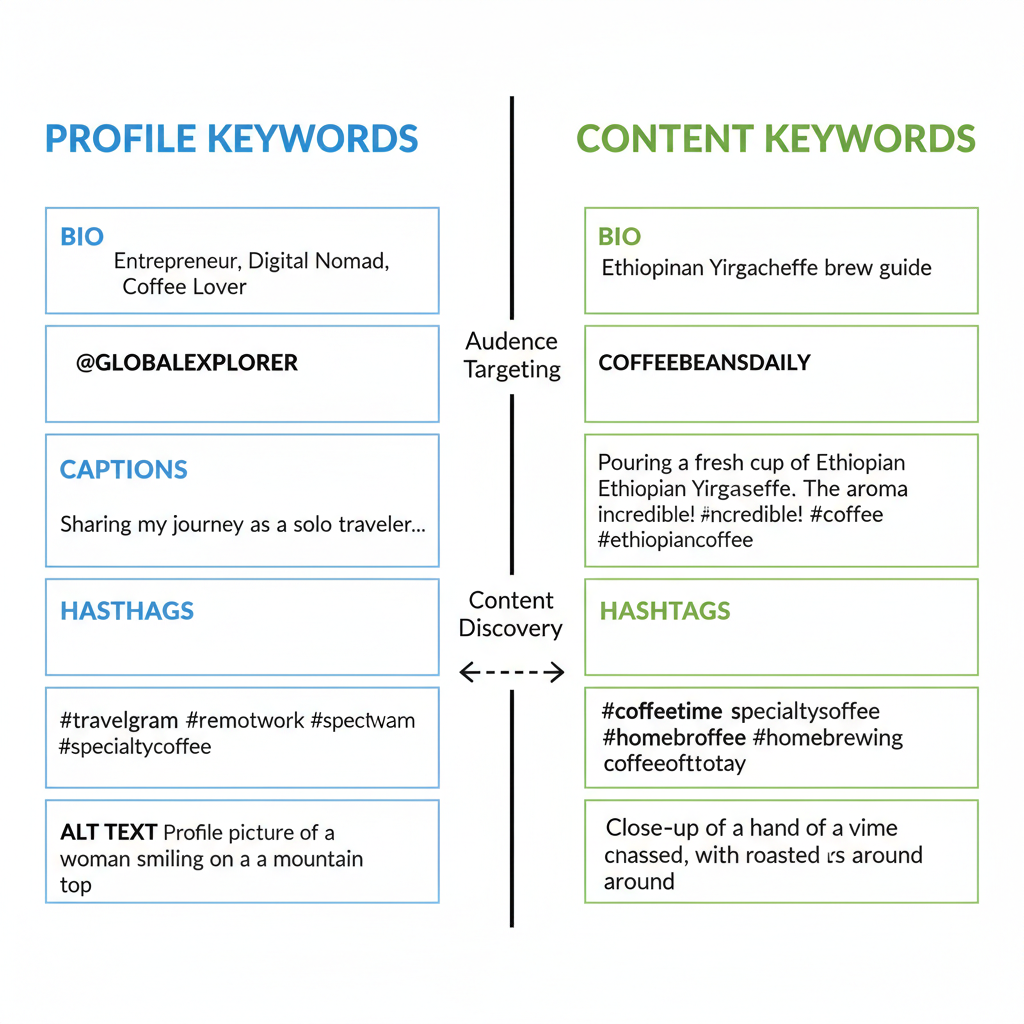 Difference Between Profile Keywords vs Content Keywords — instagram seo keywords list