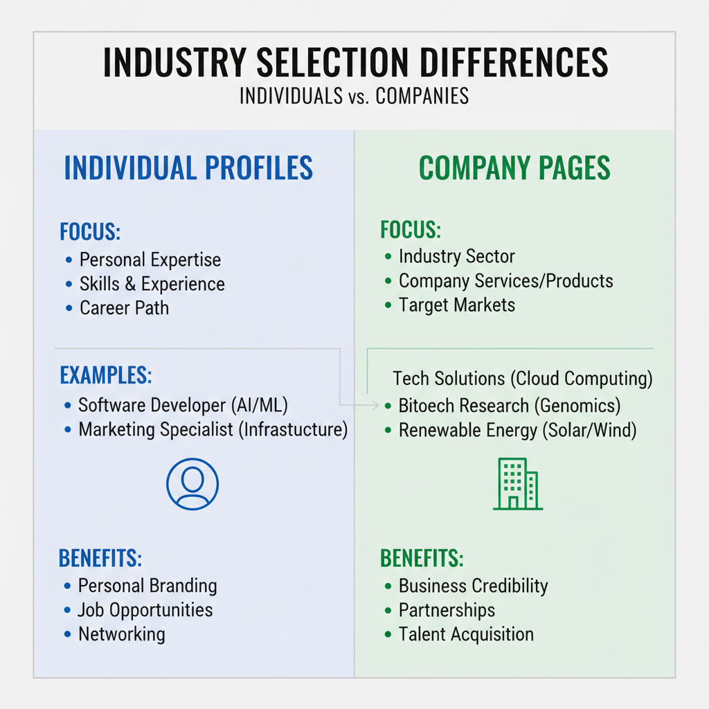 Differences Between Industry Selection for Individuals vs Organizations — linkedin industry options list