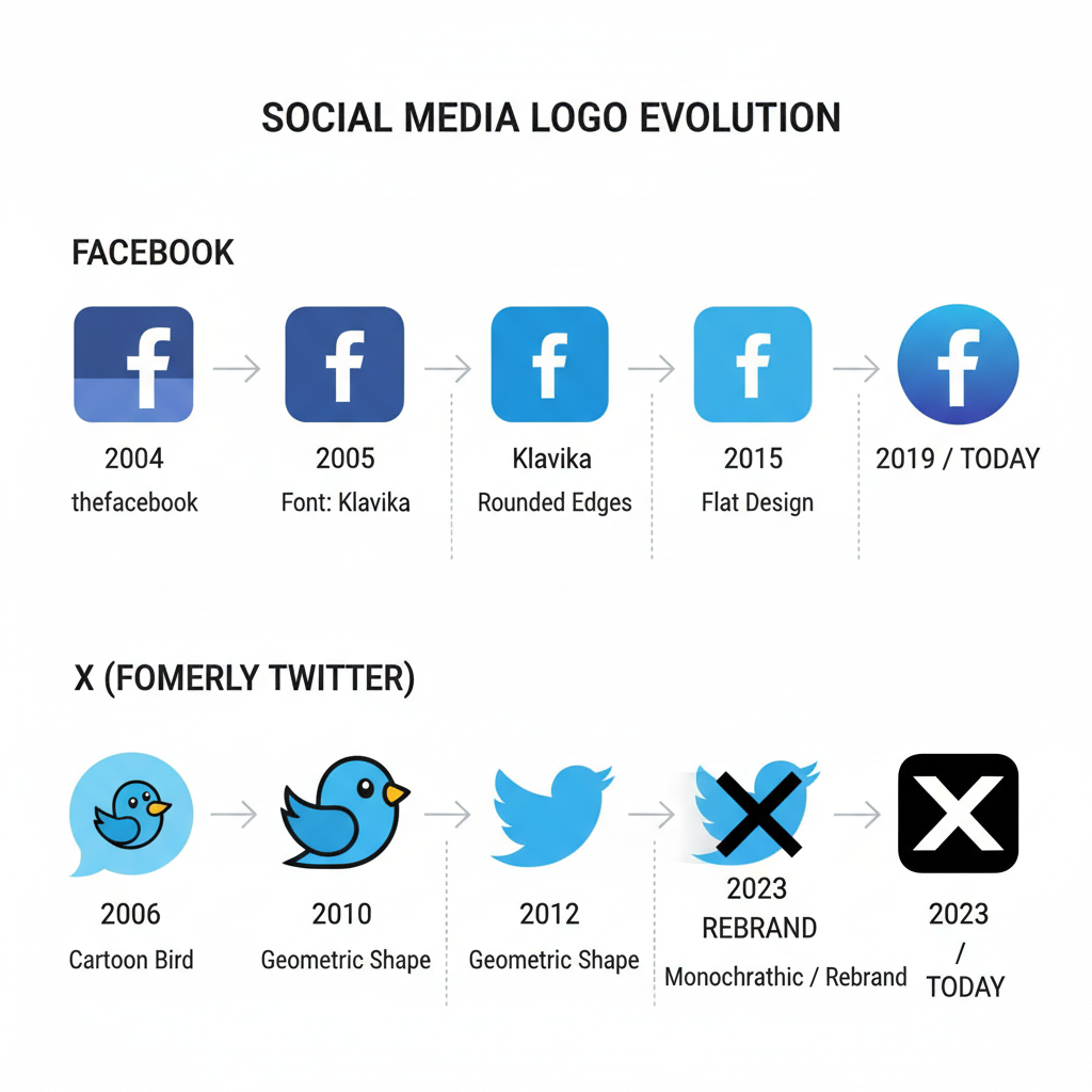 Timeline of Logo Changes for Facebook — logos of facebook and twitter history design branding