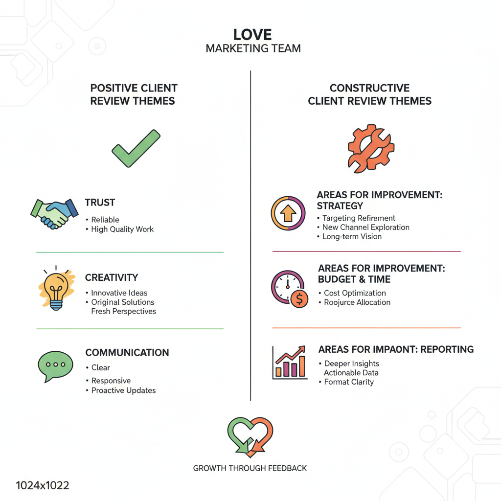 Common Themes in Positive Love Marketing Team Reviews — love marketing team reviews