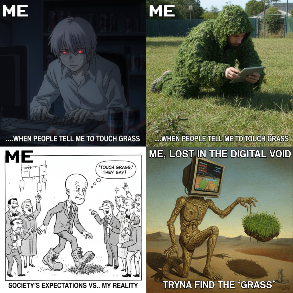 What “Touch Grass” Means: Literal vs. Figurative Interpretations — me when people tell me to touch grass