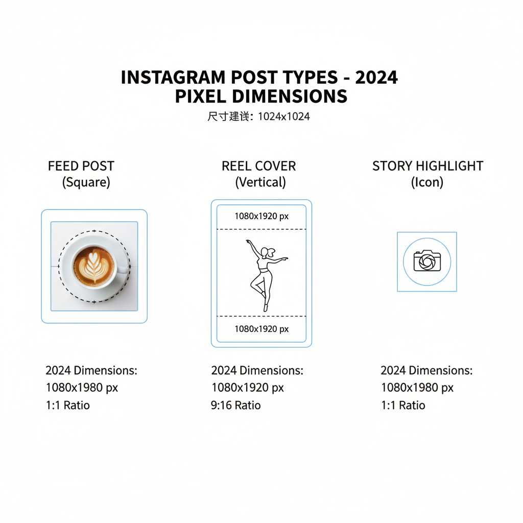 Differences Between Feed Posts, Reels Covers, and Story Highlights — new instagram grid dimensions 2024 guide