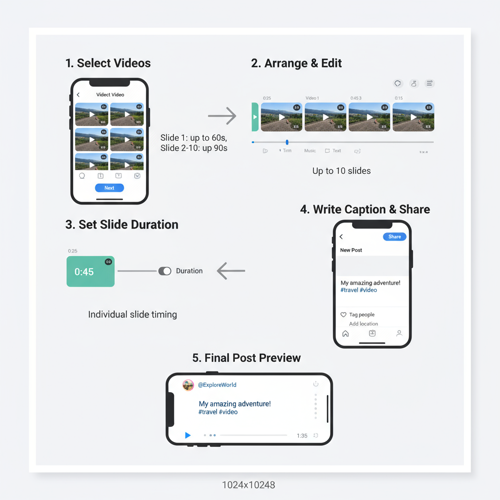 Long Videos (45–60 seconds per slide) — optimal instagram carousel video length