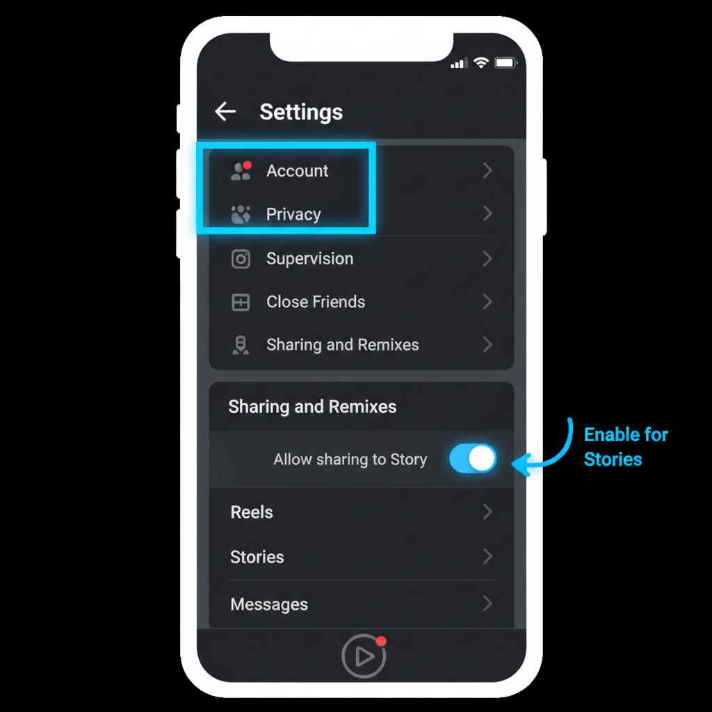 Mobile App Walkthrough — share instagram reels to story