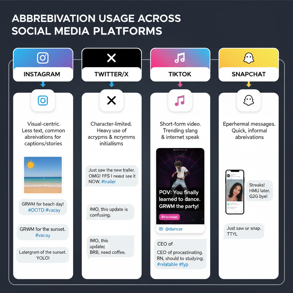 Platform-Specific Abbreviations — social media abbreviation guide