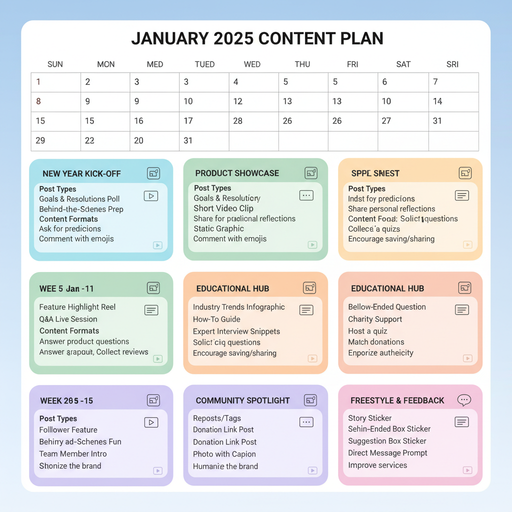 Week 2: Jan 6–12 — social media calendar january 2025
