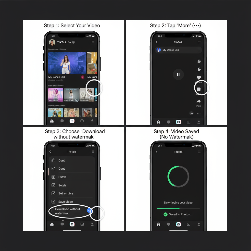 Steps for Built-in Downloads (Own Account) — tik tok remove watermark