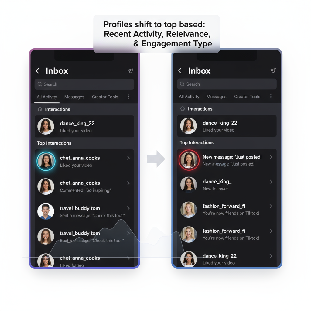 TikTok’s Prioritization for Creators, Brands, and Frequent Contacts — tiktok inbox profiles at top