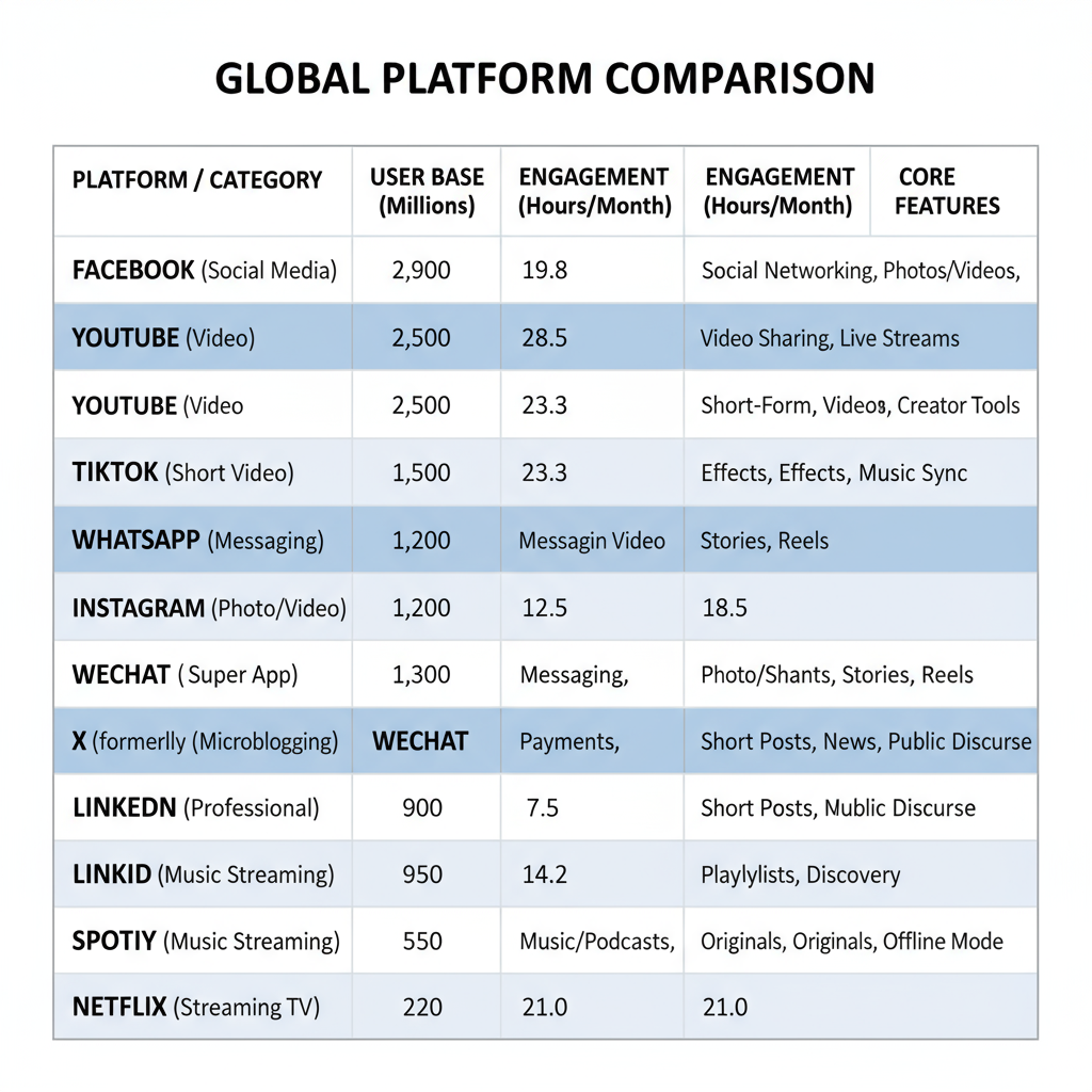 Global Giants: Mainstream Social Media Leaders — top 100 social media websites 2024
