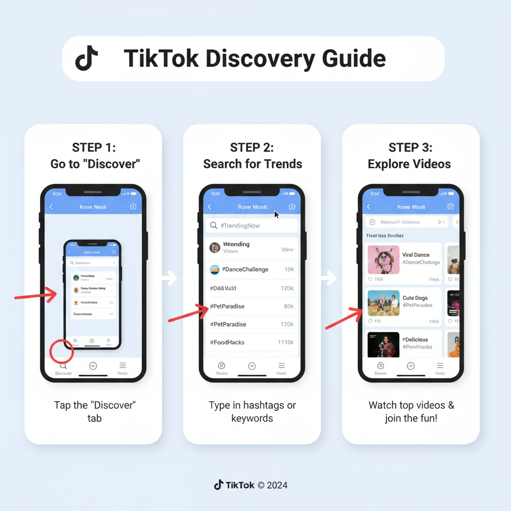 Researching Trending Hashtags via the Discover Page and Search Bar — trending hashtag tiktok