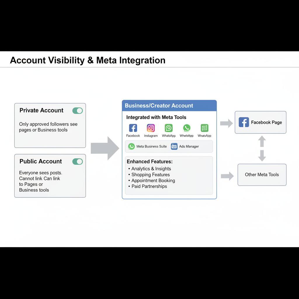 Linking to Facebook Page or Meta Tools — types of instagram accounts and how to choose the right one