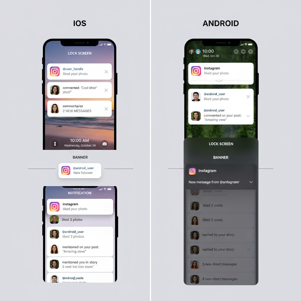 Visual Differences Between iOS and Android Notifications — what do instagram push notifications look like