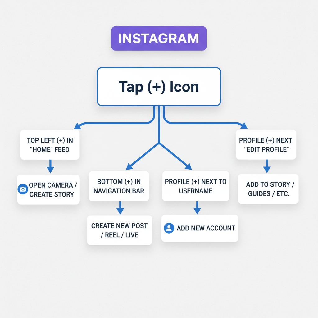 The Plus Icon on the Home Feed Screen — what does the plus mean on instagram