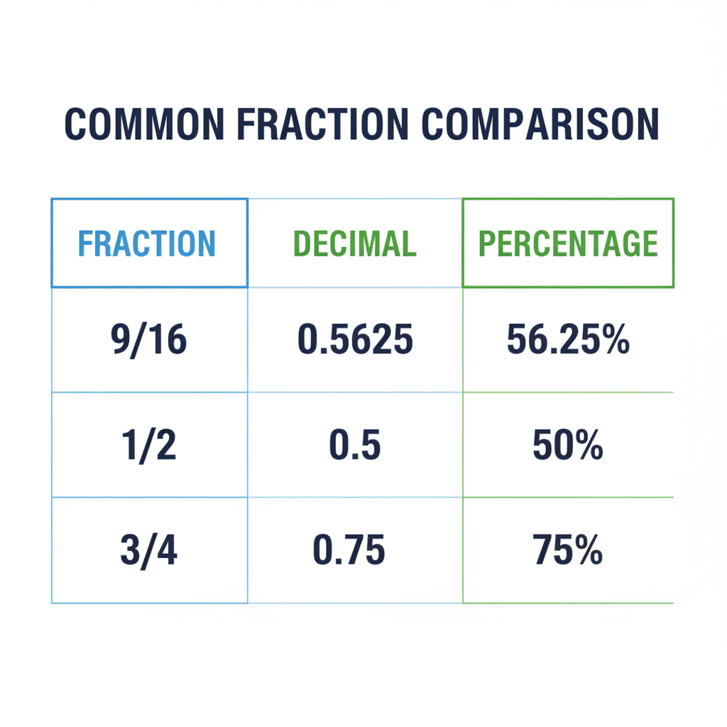 Visualizing 9/16 — what is 9 16 in math