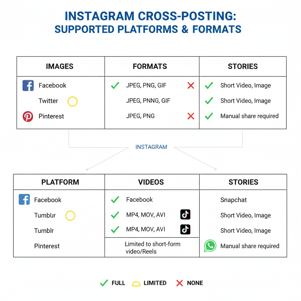 Platforms and Formats Compatible With Instagram Cross Posting — what is cross posting on instagram