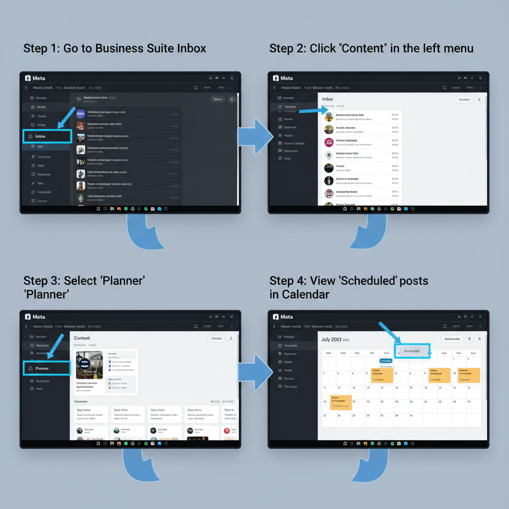 Finding Scheduled Posts on Facebook Pages via Meta Business Suite — where do i find scheduled posts on facebook