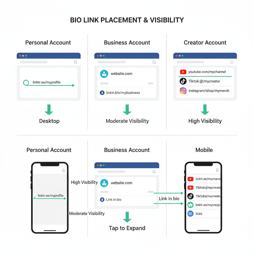 On Desktop Browser — where is the bio link on instagram