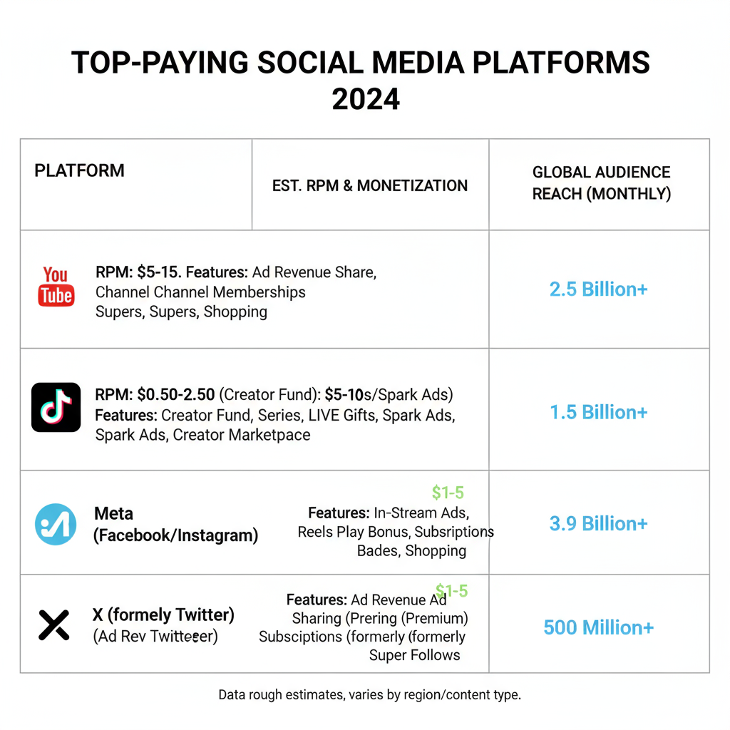 Overview of the Top-Paying Platforms in 2024 — which social media pays the most 2024