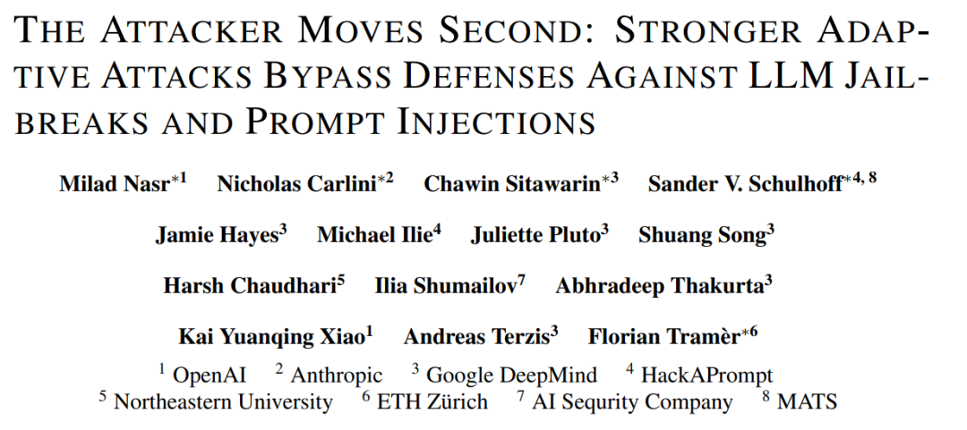 OpenAI, Anthropic, and DeepMind Joint Statement: Current LLM Safety Defenses are Inadequate
