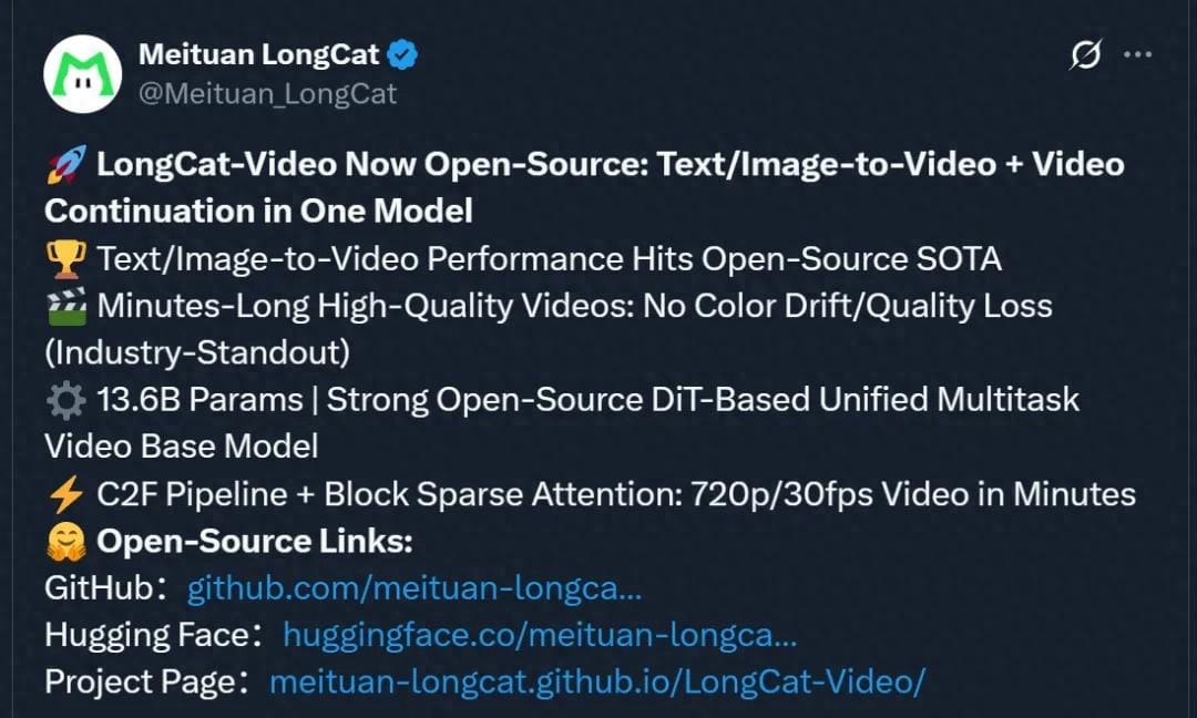 Meituan Releases Video Generation Model — Open-Source SOTA from the Start