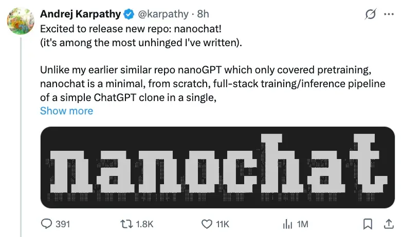 Karpathy Builds ChatGPT from Scratch in 8,000 Lines of Code for $100, Trains in 12 Hours to Outperform GPT-2 — Step-by-Step Guide