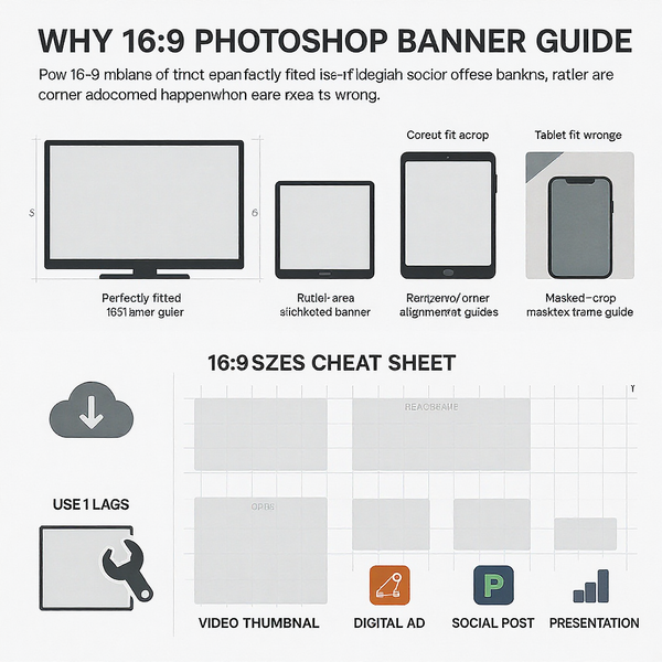 16:9 Photoshop Banner Guide: Sizes, Setup, and Template Options (Download or DIY)