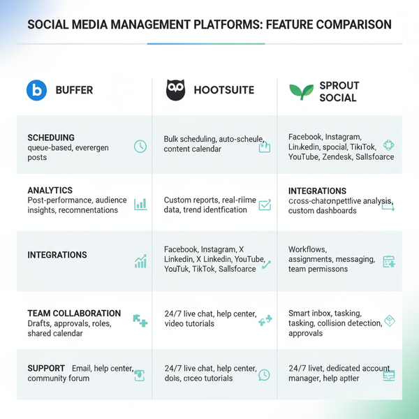 Buffer vs Hootsuite vs Sprout Social: Feature and Pricing Co