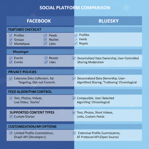 Facebook vs Bluesky Comparison: Features, Privacy, Users