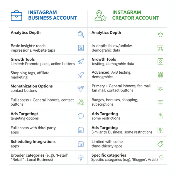 Instagram Business vs Creator Account Key Differences