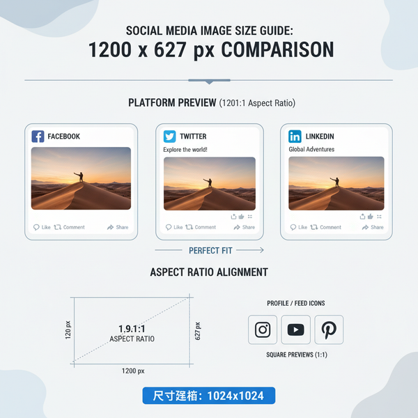 1200 x 627 px Image Size Guide for Social Media