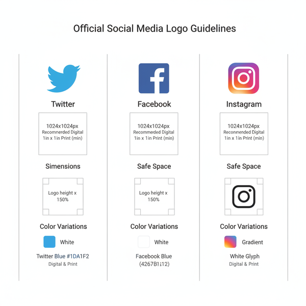 Twitter Facebook and Instagram Logo Usage Guidelines