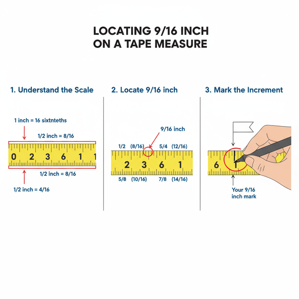 9/16 x 9/16 Measurement Guide for Woodworking and Plumbing