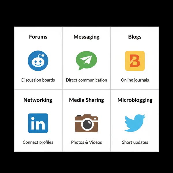 Basic Forms of Social Media and Early Platform Examples
