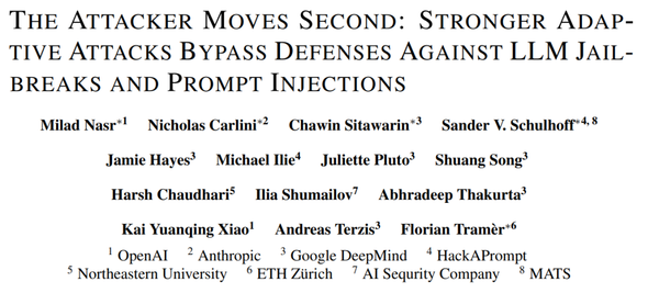 OpenAI, Anthropic, and DeepMind Joint Statement: Current LLM Safety Defenses are Inadequate